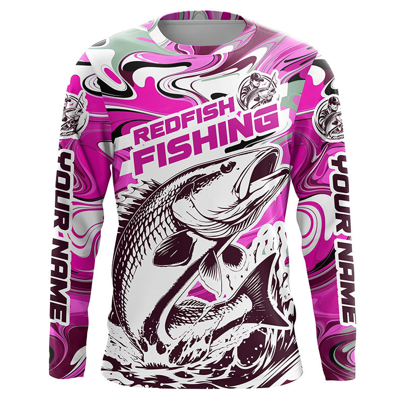 Redfish Fishing Custom Performance Long Sleeve Uv, Saltwater Camo Fishing | Pink