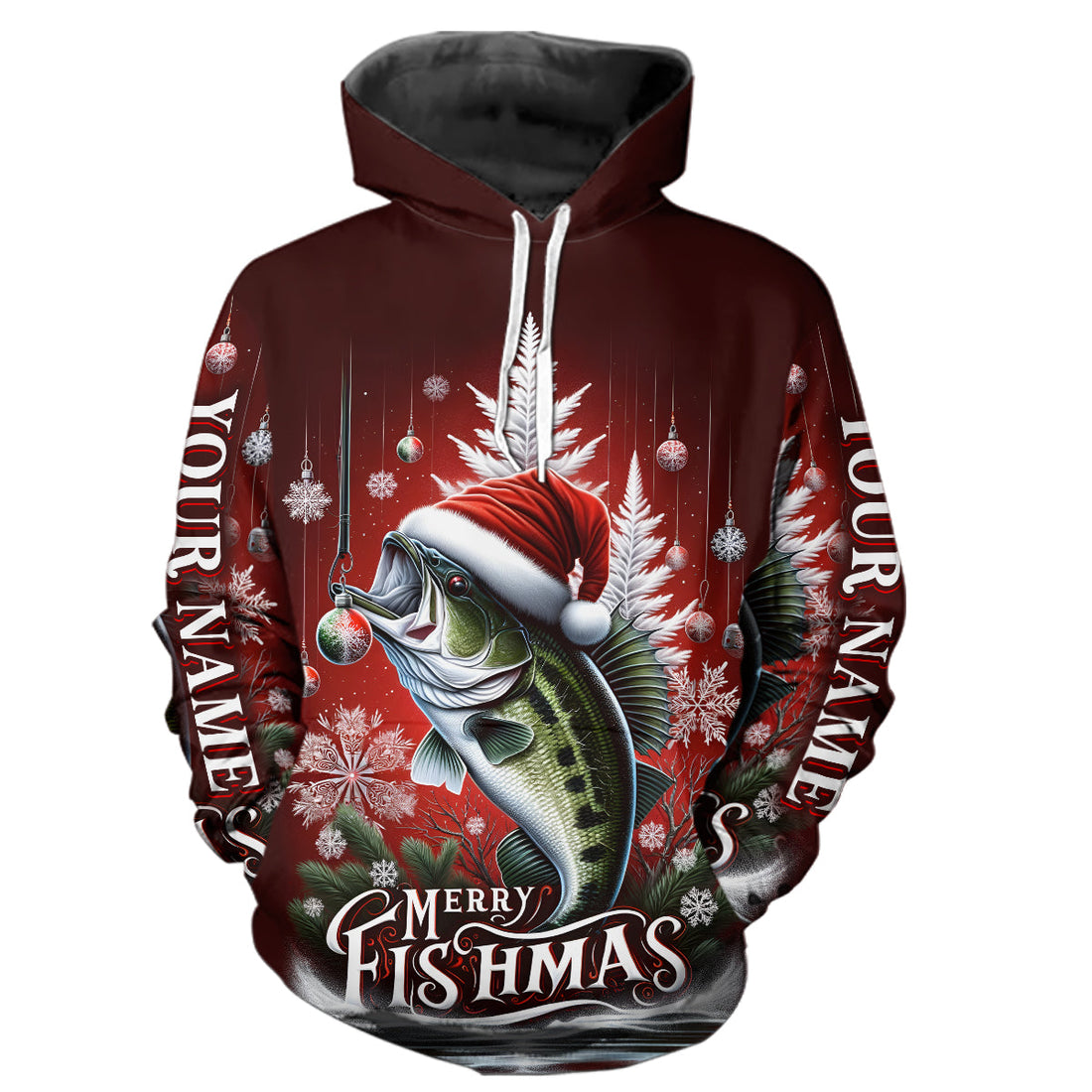 Personalized Bass Christmas Fishing Merry Fishmas Fishing Gifts, Women And Kids