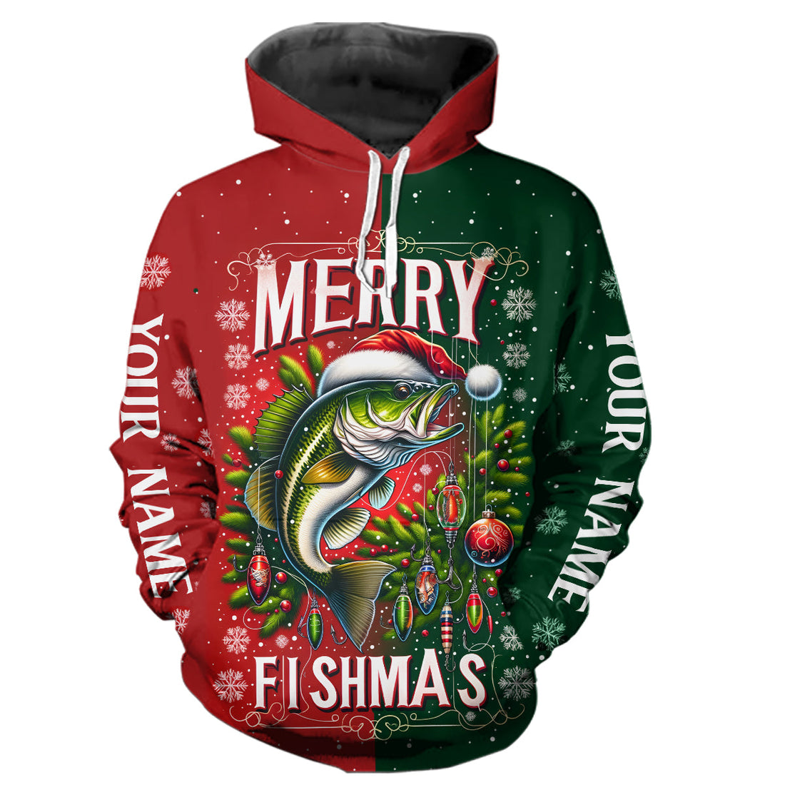 Merry Fishmas Bass Custom Christmas Fishing Fisherman'S Fishing Gifts