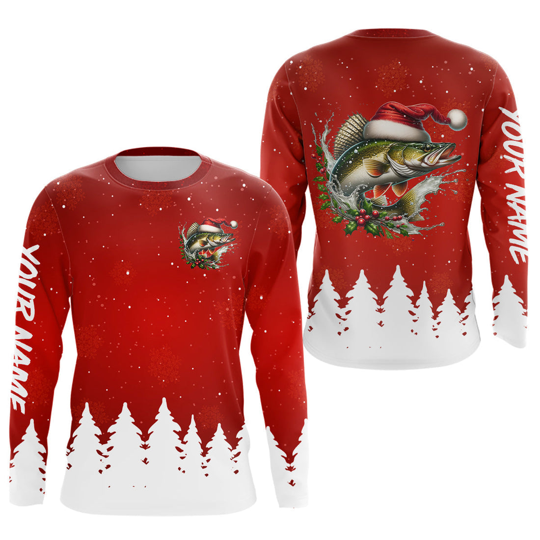 Walleye Fishing Custom Christmas Fishing, Xmas Fishing Gifts, Women And Kids