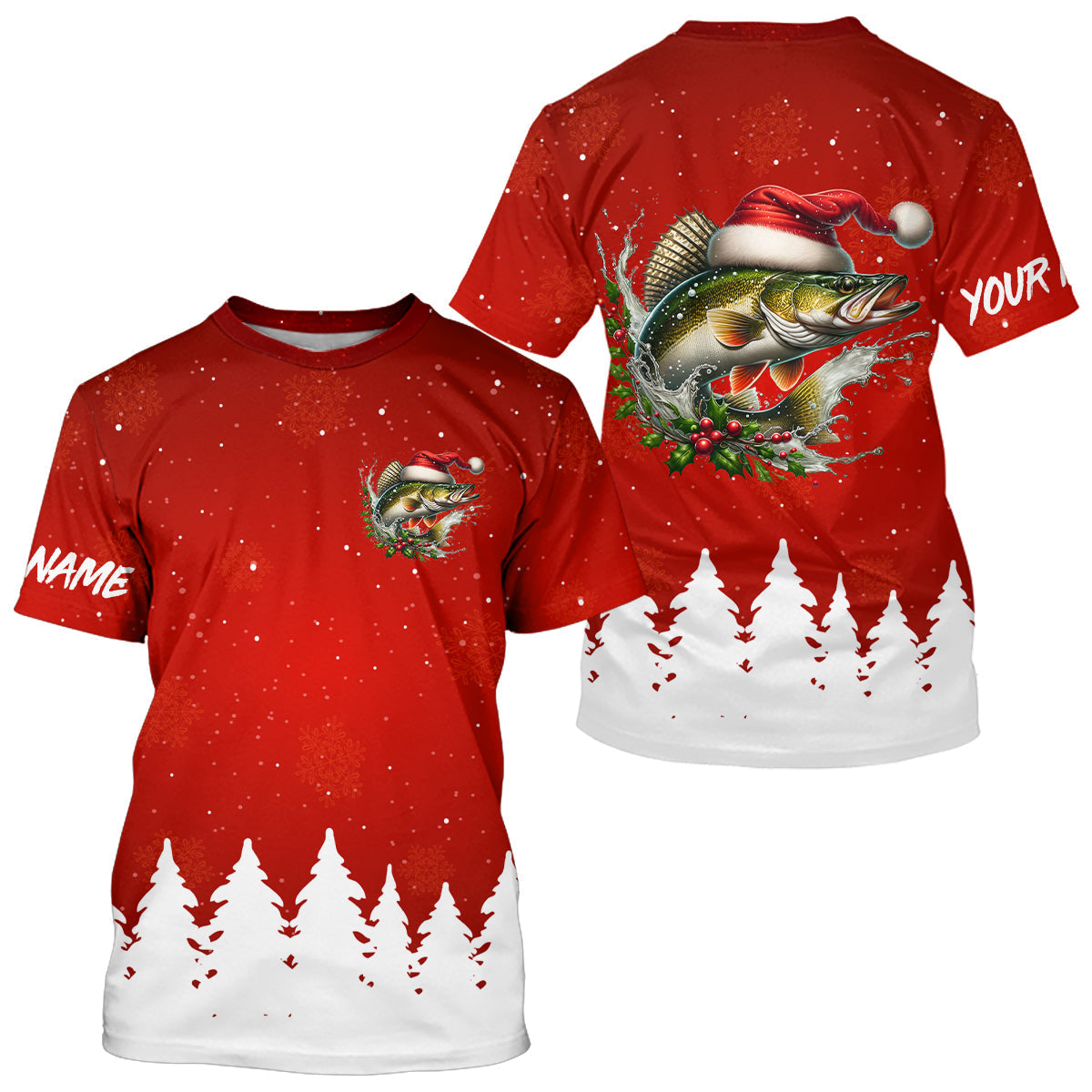 Walleye Fishing Custom Christmas Fishing, Xmas Fishing Gifts, Women And Kids