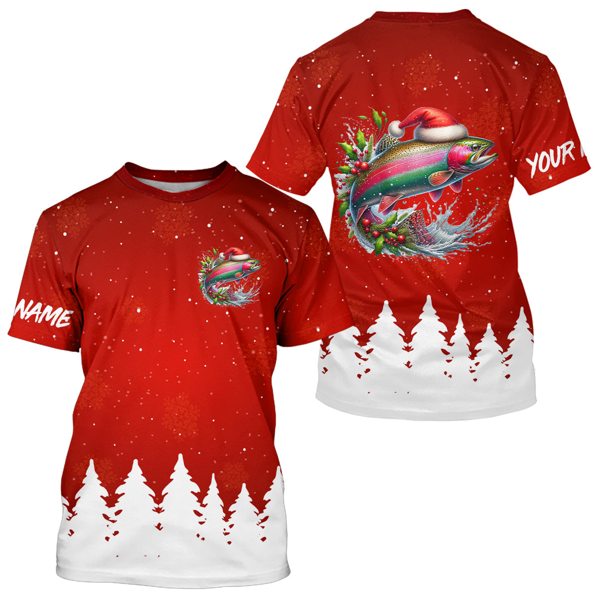 Rainbow Trout Fishing Custom Christmas Fishing, Xmas Fishing Gifts, Women And Kids
