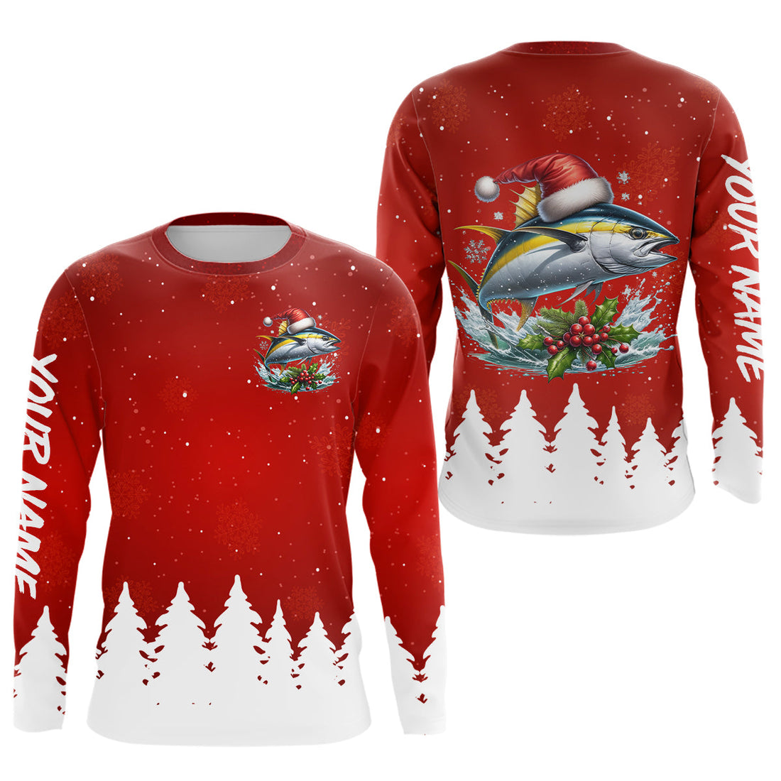 Yellowfin Tuna Fishing Custom Christmas Fishing, Xmas Fishing Gifts, Women And Kids