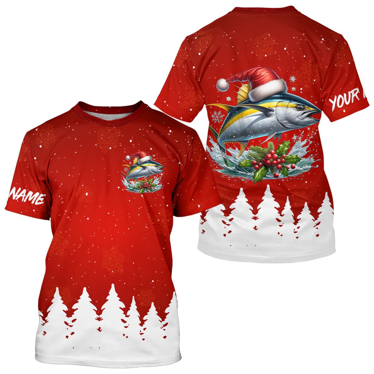 Yellowfin Tuna Fishing Custom Christmas Fishing, Xmas Fishing Gifts, Women And Kids