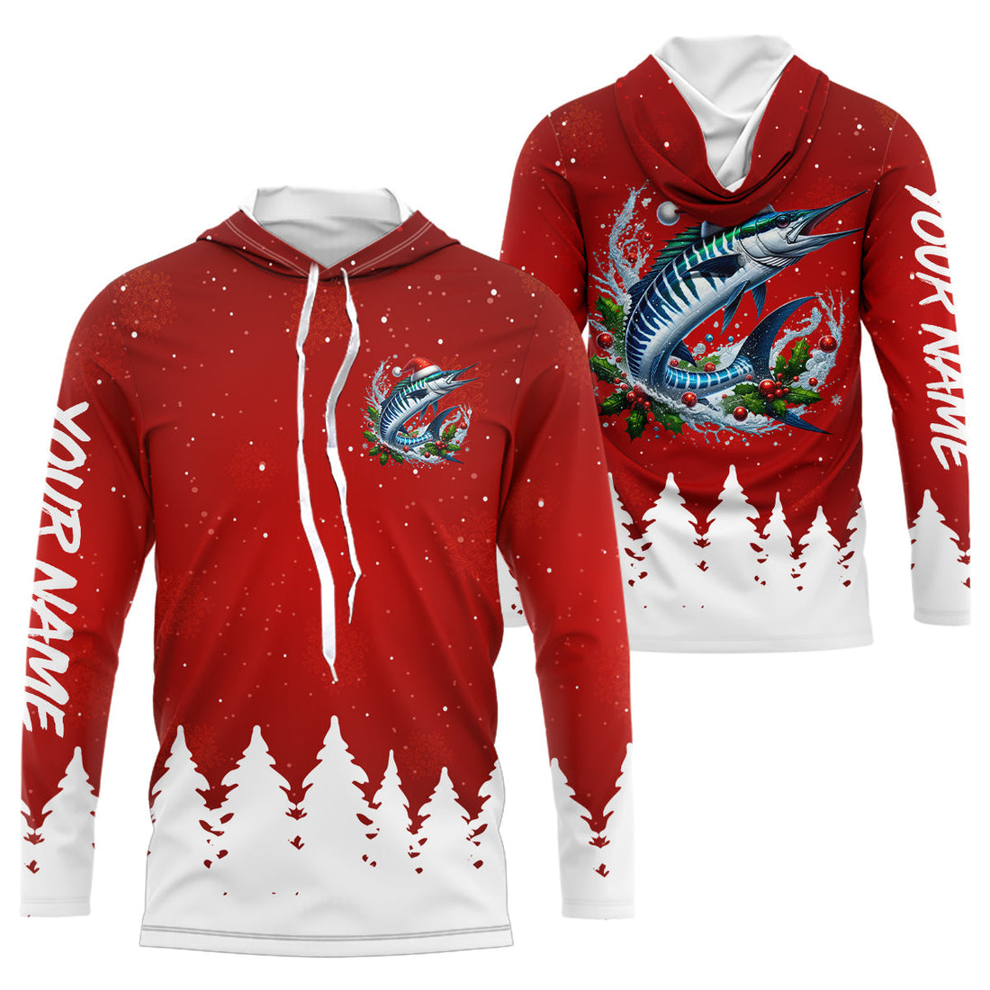 Wahoo Fishing Custom Christmas Fishing, Xmas Fishing Gifts, Women And Kids