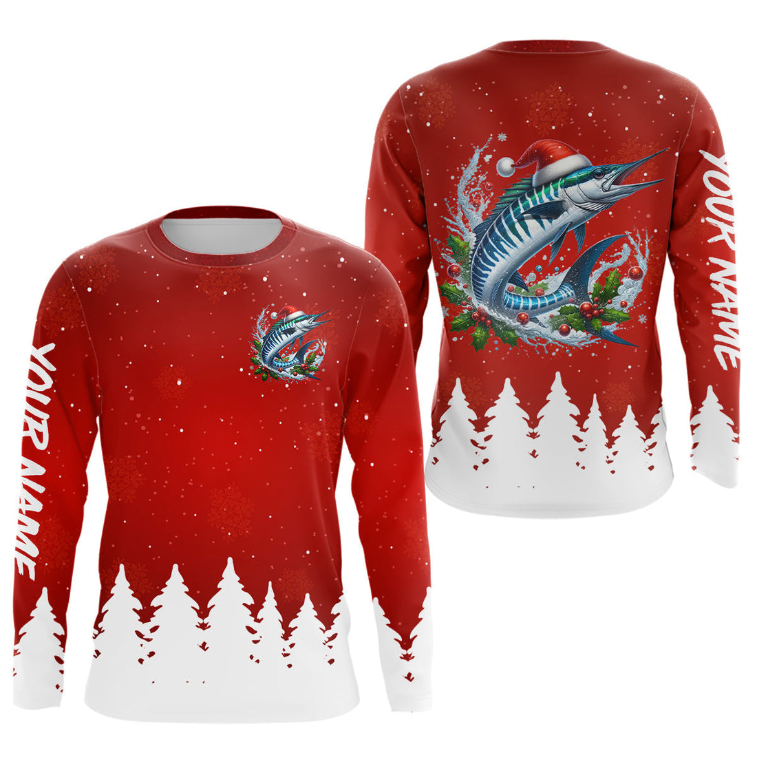 Wahoo Fishing Custom Christmas Fishing, Xmas Fishing Gifts, Women And Kids