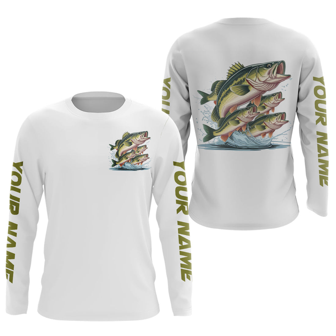 Largemouth Bass Fishes Custom Bass Long Sleeve Fishing, Bass Tournament Fishing