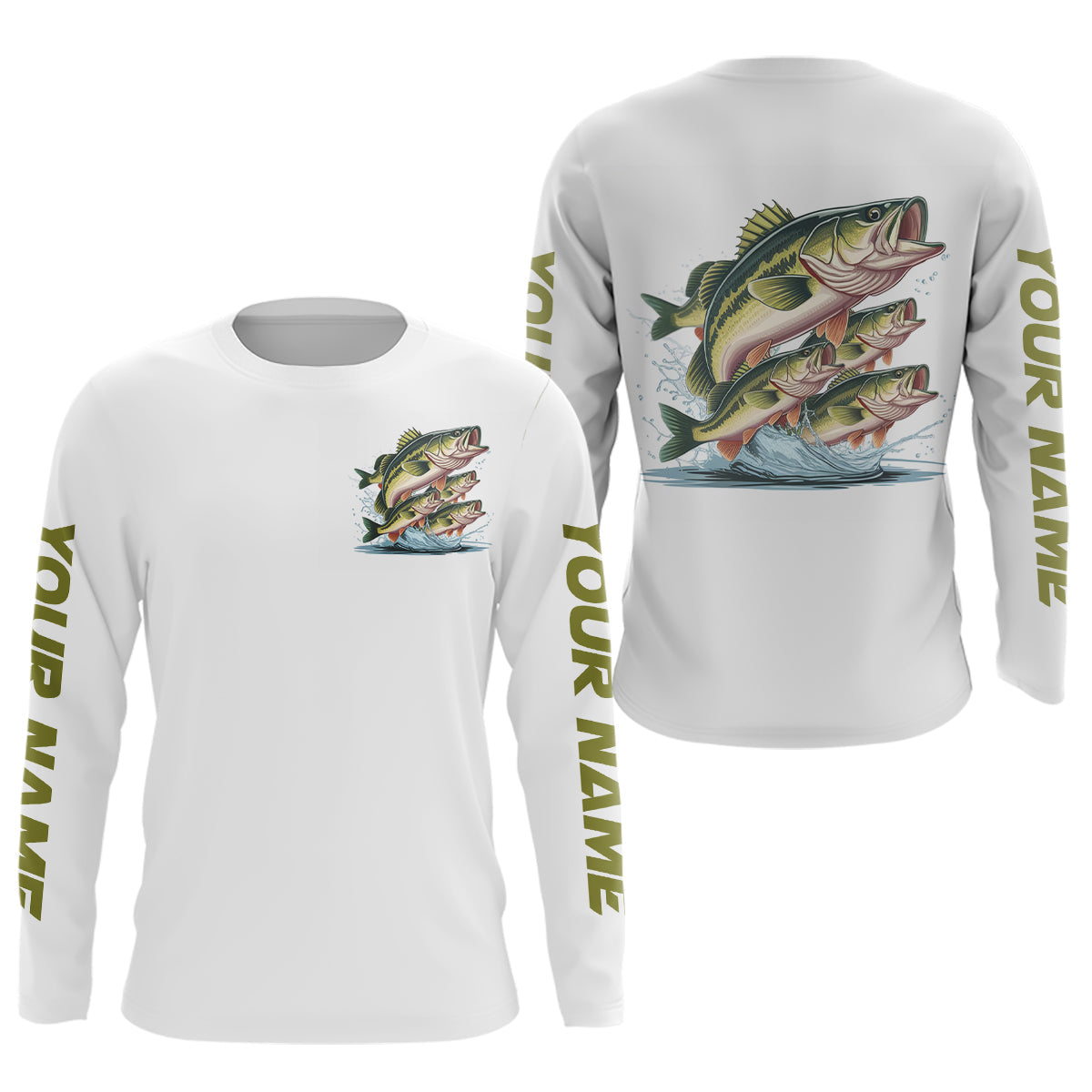 Largemouth Bass Fishes Custom Bass Long Sleeve Fishing, Bass Tournament Fishing