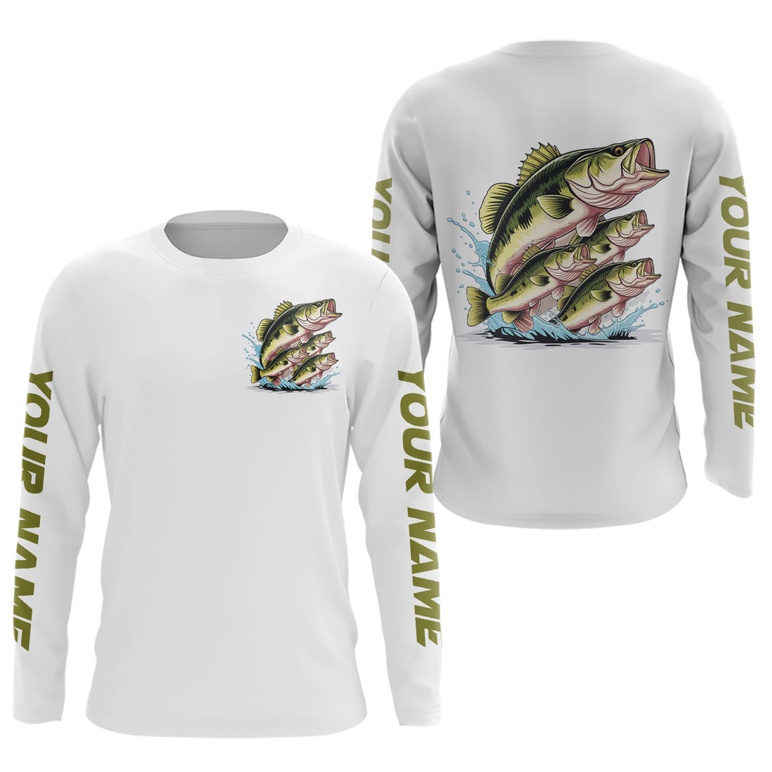 Largemouth Bass Fishes Custom Bass Long Sleeve Fishing, Bass Tournament Fishing
