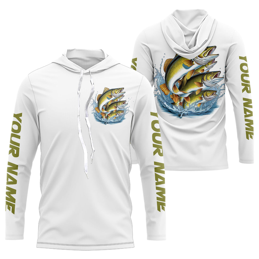 Walleye Fishes Custom Long Sleeve Fishing, Walleye Tournament Fishing
