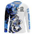 Personalized Largemouth Bass Fishing Blue Camo Long Sleeve Hooded Fishing