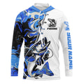 Personalized Walleye Fishing Blue Camo Long Sleeve Hooded Fishing