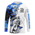 Personalized Striped Bass Fishing Blue Camo Long Sleeve Hooded Fishing