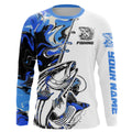 Personalized Striped Bass Fishing Blue Camo Long Sleeve Hooded Fishing