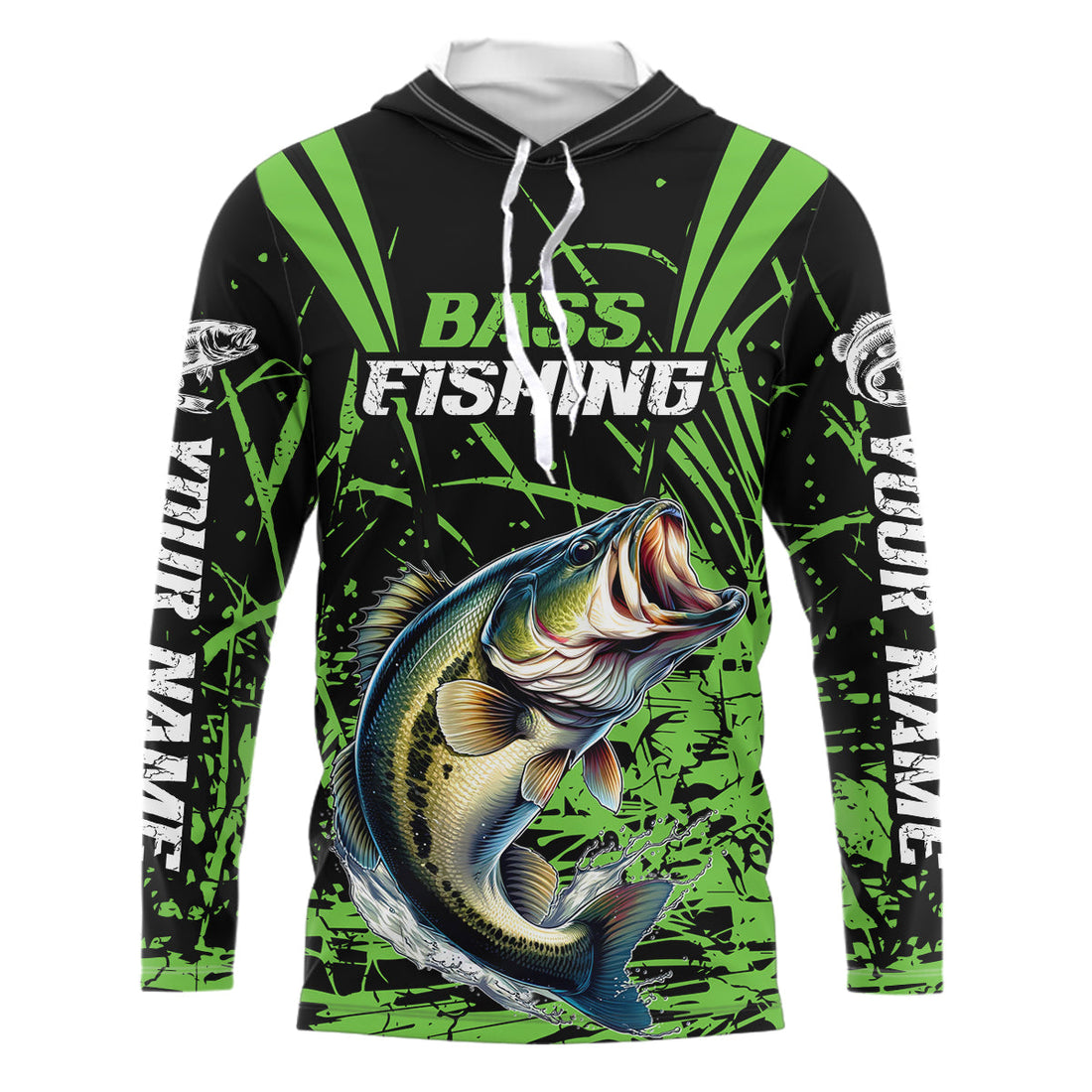 Customized Bass Fishing Long Sleeve Tournament, Bass Fishing Gifts For Fisherman | Green