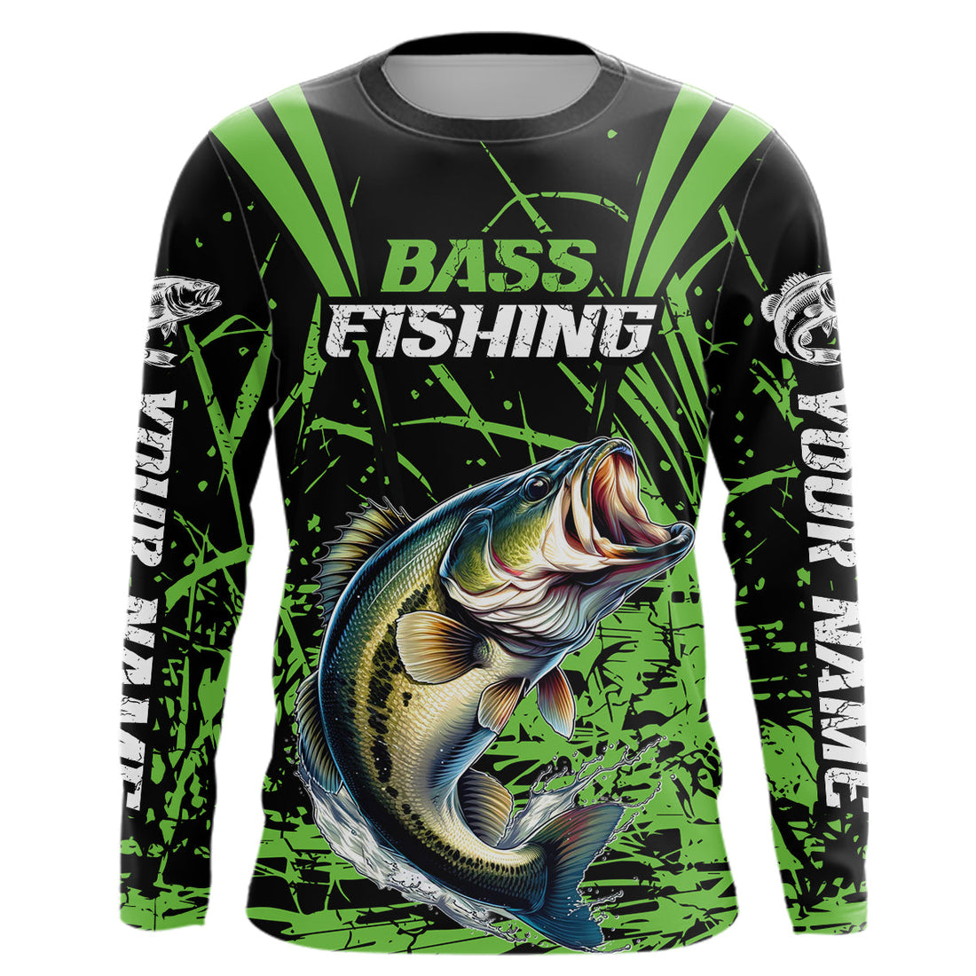 Customized Bass Fishing Long Sleeve Tournament, Bass Fishing Gifts For Fisherman | Green