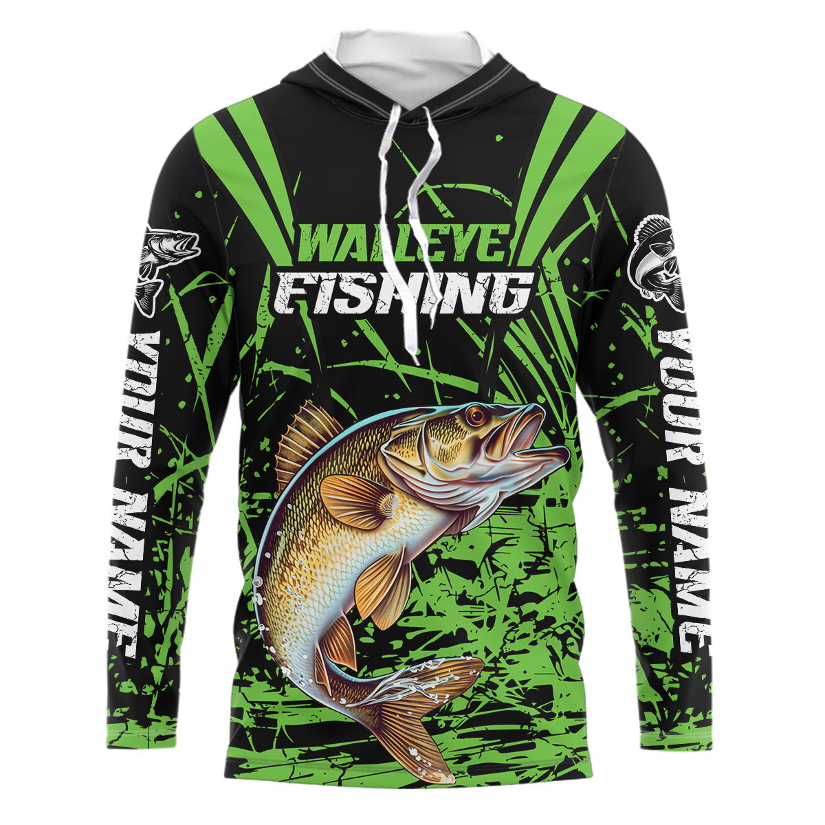 Customized Walleye Fishing Long Sleeve Tournament, Walleye Fishing Gifts For Fisherman | Green