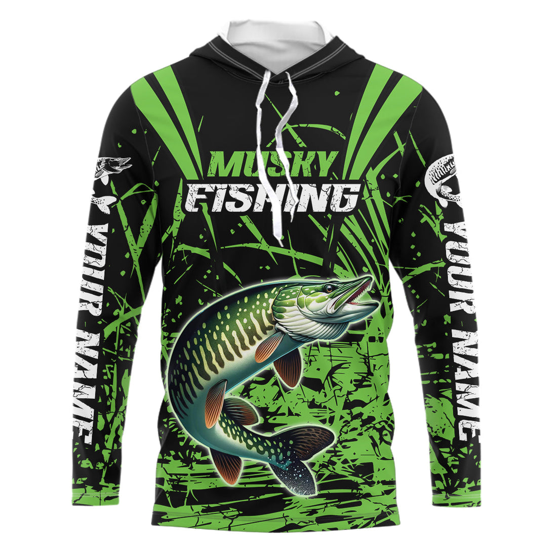 Customized Musky Fishing Long Sleeve Tournament, Muskie Fishing Gifts For Fisherman | Green
