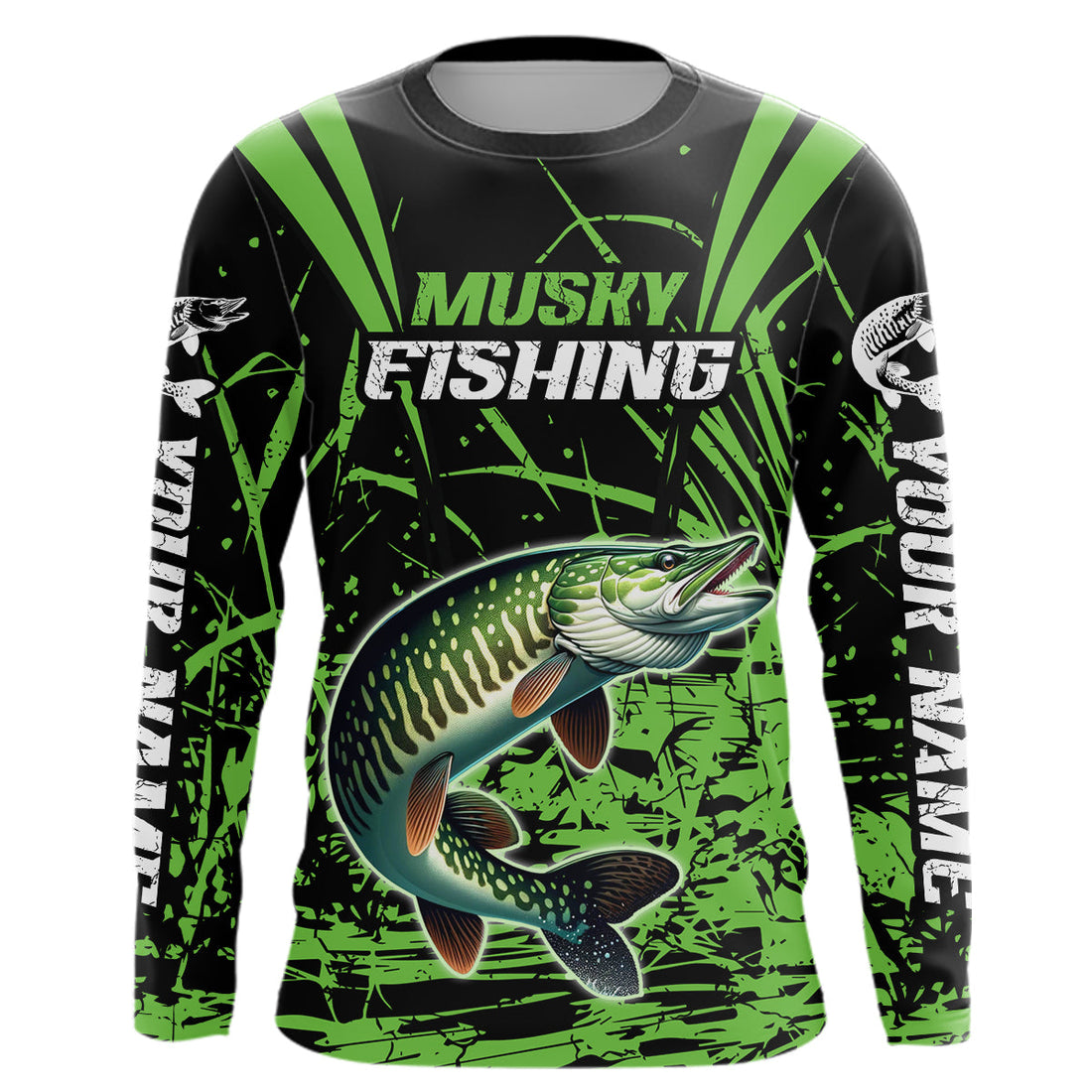 Customized Musky Fishing Long Sleeve Tournament, Muskie Fishing Gifts For Fisherman | Green