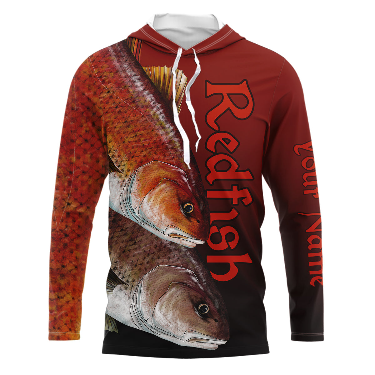 Redfish Puppy Drum Custom Long Sleeve Performance Fishing, Redfish Fishing