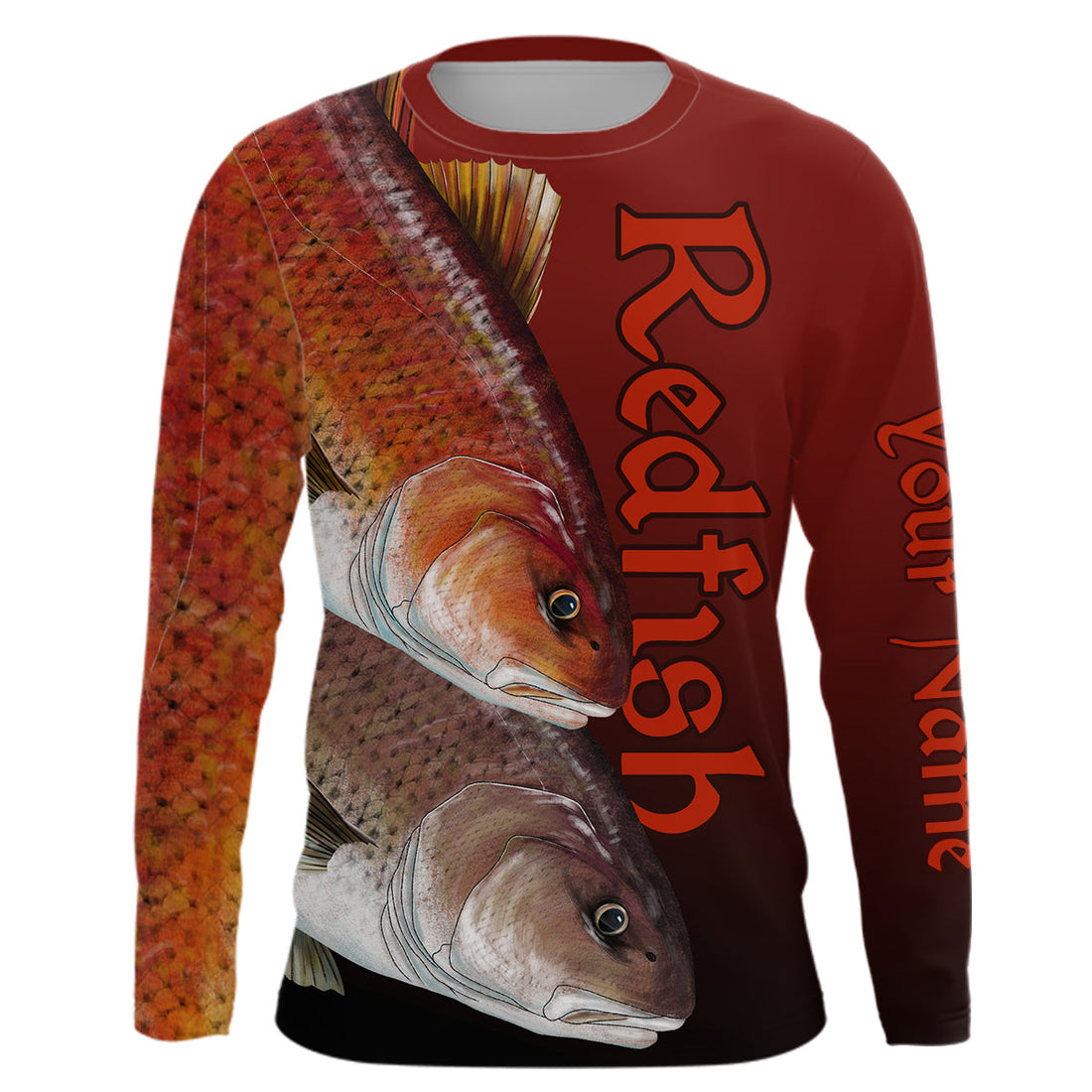 Redfish Puppy Drum Custom Long Sleeve Performance Fishing, Redfish Fishing