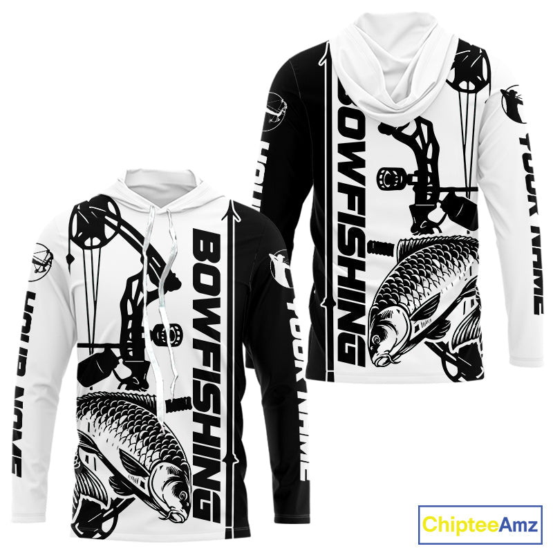 Custom Black And White Bowfishing Carp Fishing T-Shirts, Carp Bow Fishing