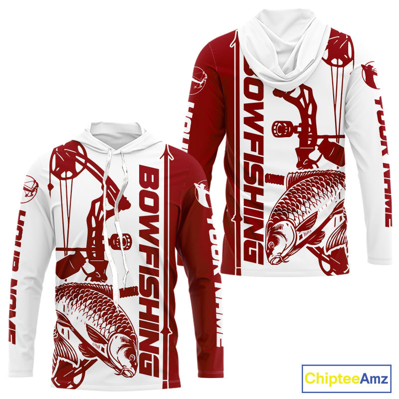 Custom Red And White Bowfishing Carp Fishing T-Shirts, Carp Bow Fishing