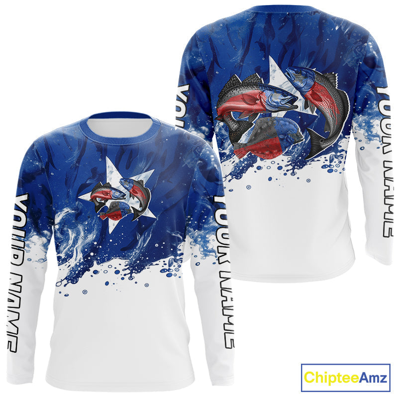 Custom Texas Flag Texas Slam Redfish, Trout, Flounder UV Protection Fishing T-Shirts