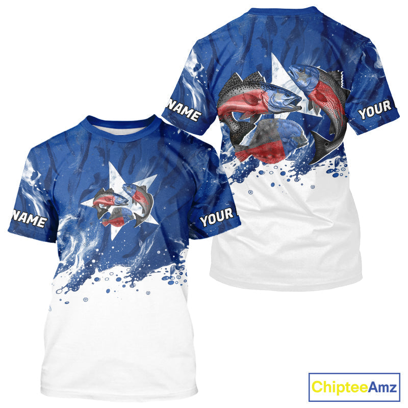 Custom Texas Flag Texas Slam Redfish, Trout, Flounder UV Protection Fishing T-Shirts