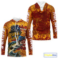 Custom US Flag Patriotic Largemouth Bass Fishing N Beer Long Sleeve Hooded Camo Fishing