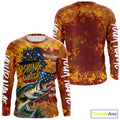 Custom US Flag Patriotic Largemouth Bass Fishing N Beer Long Sleeve Hooded Camo Fishing