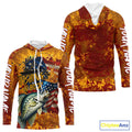 Custom US Flag Patriotic Crappie Fishing N Beer Long Sleeve Hooded Camo Fishing