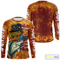 Custom US Flag Patriotic Crappie Fishing N Beer Long Sleeve Hooded Camo Fishing