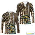 Custom Patriotic Camouflage American Flag Fishing Rod Walleye Fishing T-Shirts