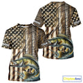 Custom Patriotic Camouflage American Flag Fishing Rod Walleye Fishing T-Shirts