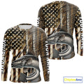 Custom Patriotic Camouflage American Flag Fishing Rod Catfish Fishing T-Shirts