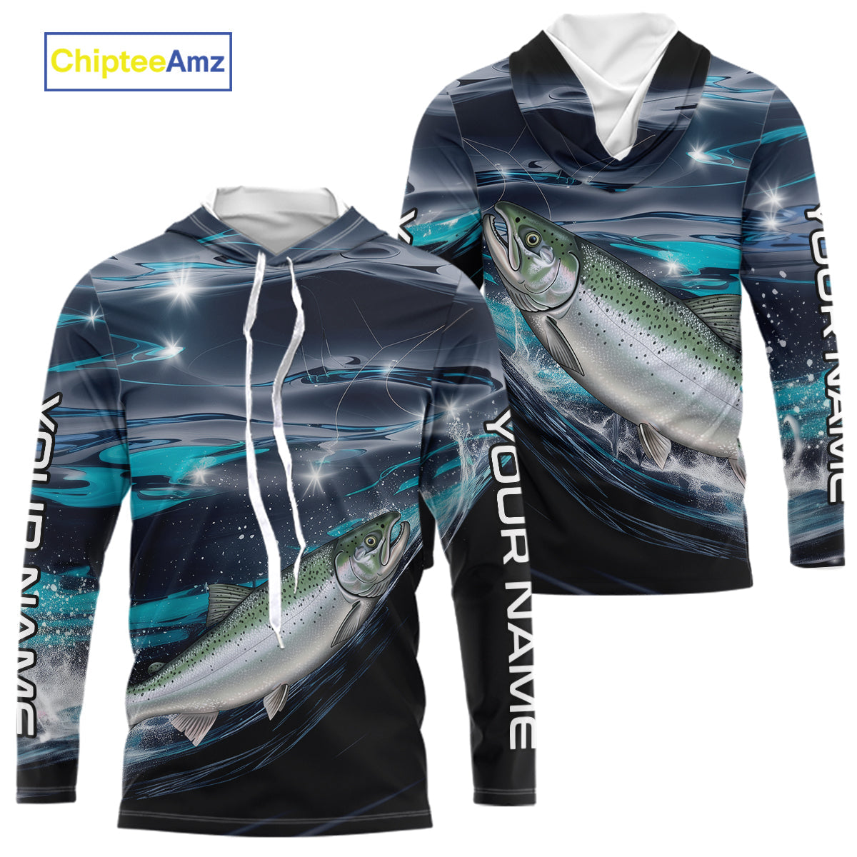 Custom Chinook King Salmon Fishing Saltwater Performance Fishing T-Shirts