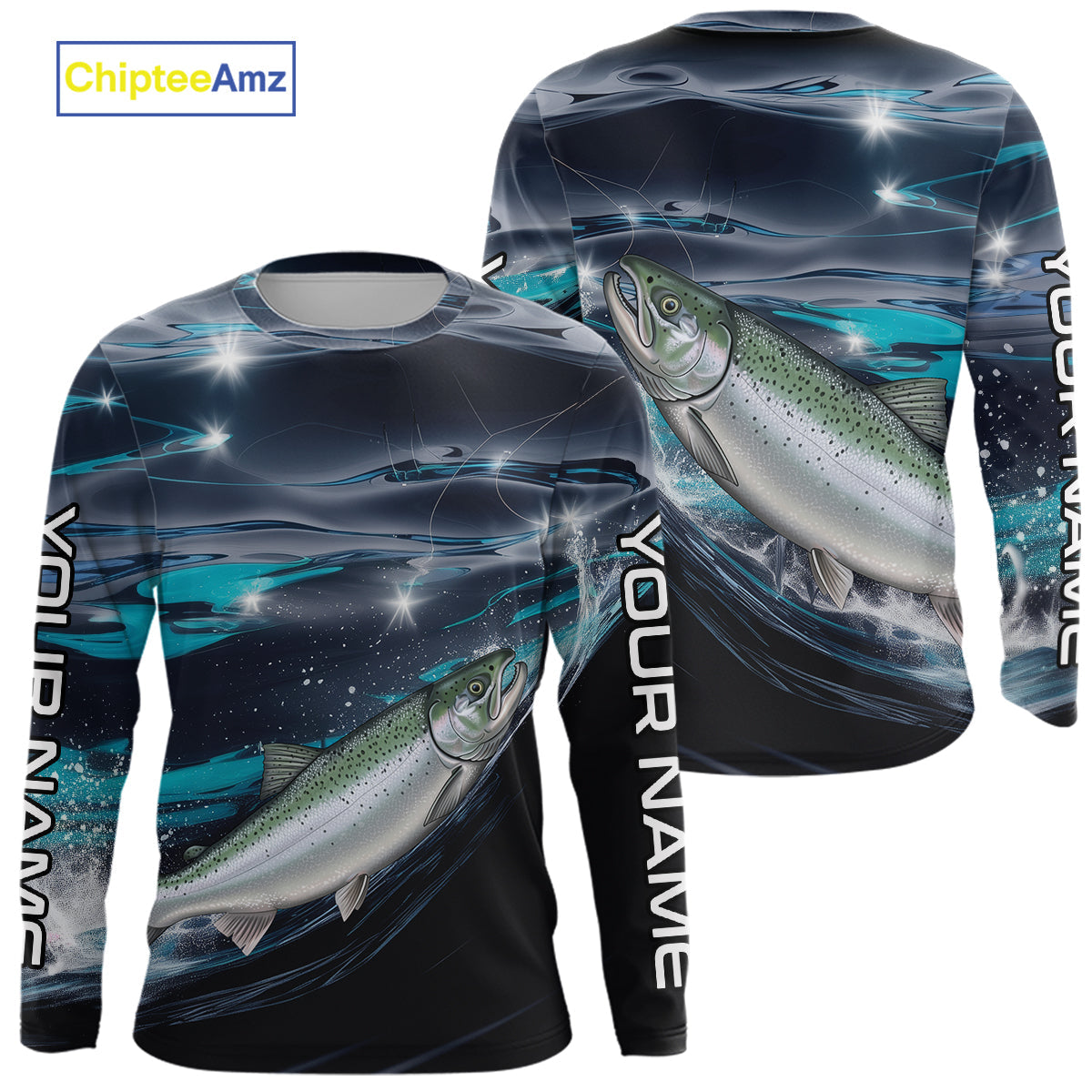 Custom Chinook King Salmon Fishing Saltwater Performance Fishing T-Shirts