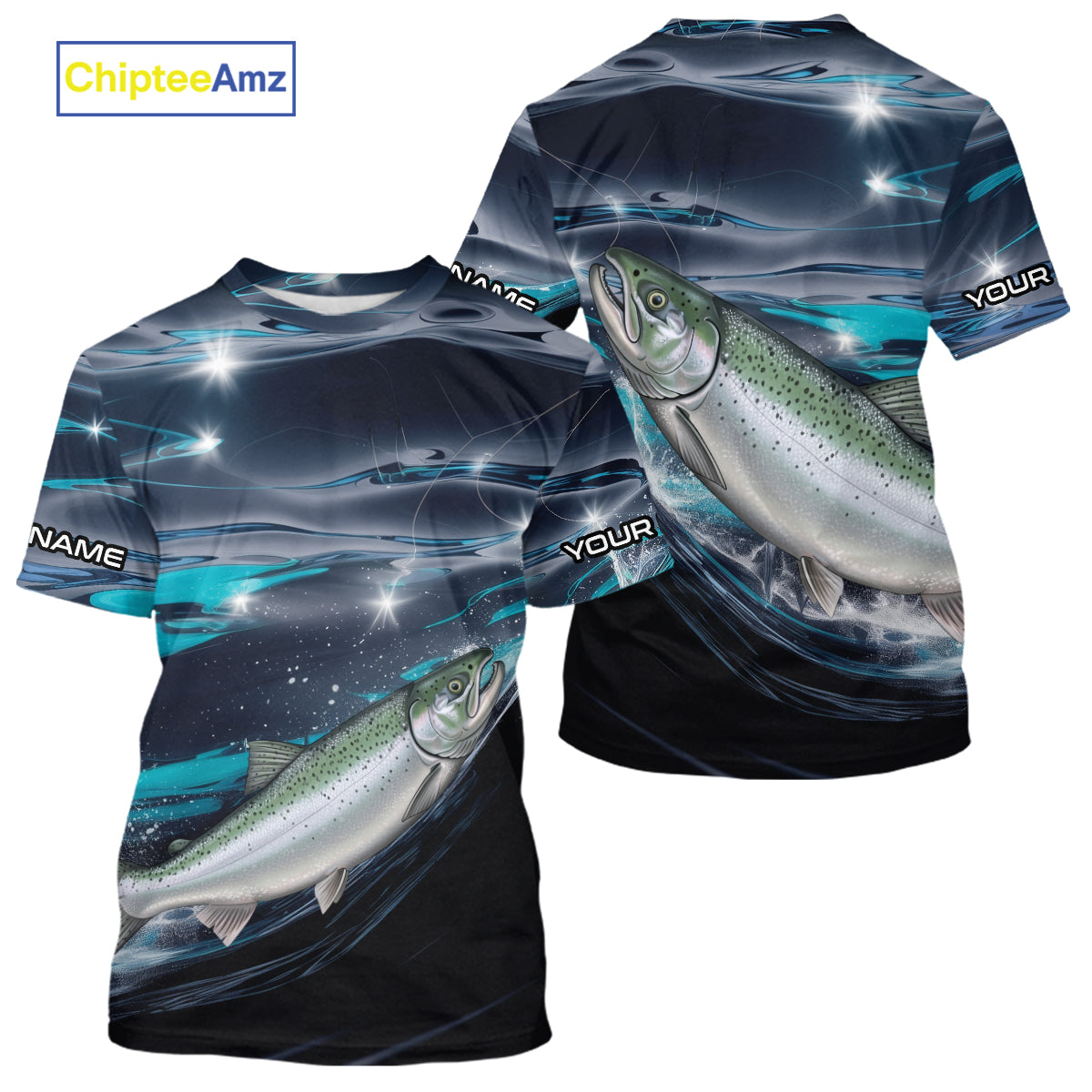 Custom Chinook King Salmon Fishing Saltwater Performance Fishing T-Shirts