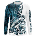 Custom Blue Grass Camo Trout Fly Fishing Long Sleeve Hooded, Fly Reel Fishing