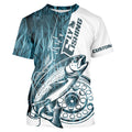 Custom Blue Grass Camo Trout Fly Fishing Long Sleeve Hooded, Fly Reel Fishing