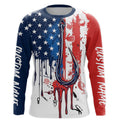 Custom American Flag Fishing Tools, Patriotic Long Sleeve Hooded Fishing With Name
