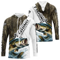Custom Name Grass Camo Largemouth Bass Long Sleeve Hooded Tournament Fishing