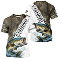 Custom Name Grass Camo Largemouth Bass Long Sleeve Hooded Tournament Fishing