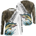Custom Name Grass Camo Walleye Long Sleeve Hooded Tournament Fishing