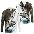 Custom Name Grass Camo Rainbow Trout Long Sleeve Hooded Tournament Fishing