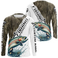 Custom Name Grass Camo Rainbow Trout Long Sleeve Hooded Tournament Fishing