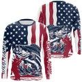 Custom Patriotic Largemouth Bass Long Sleeve Hooded Fishing, American Flag