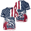 Custom Patriotic Largemouth Bass Long Sleeve Hooded Fishing, American Flag