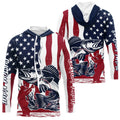 Custom Patriotic Walleye Long Sleeve Hooded Fishing, American Flag Fishing
